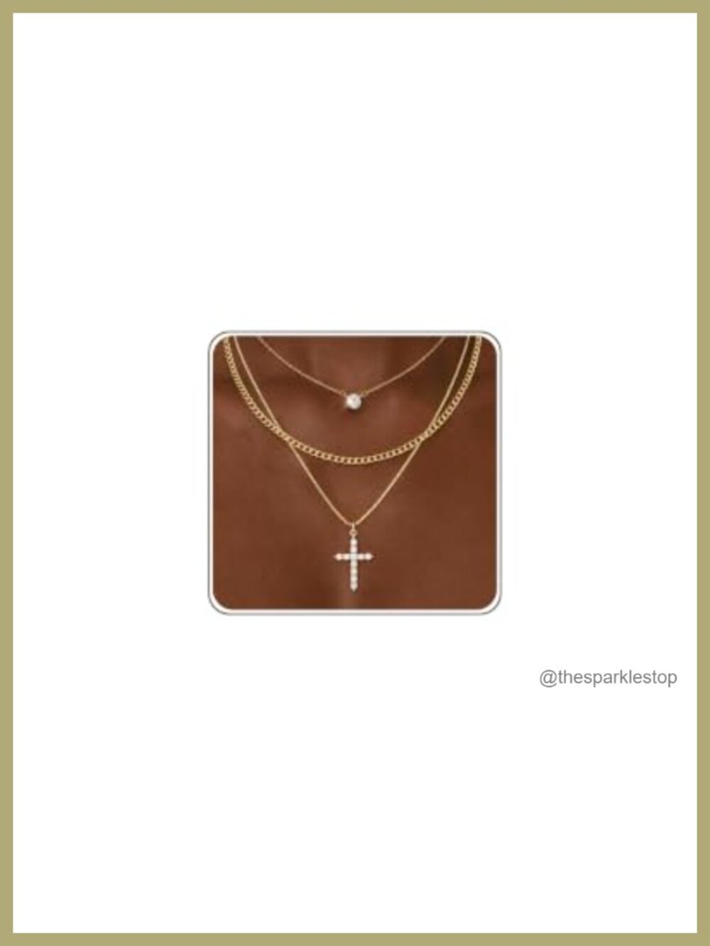 Layered Gold Necklace Set, 14K Gold Plated, 3 Separate Chains with Pendant, Non